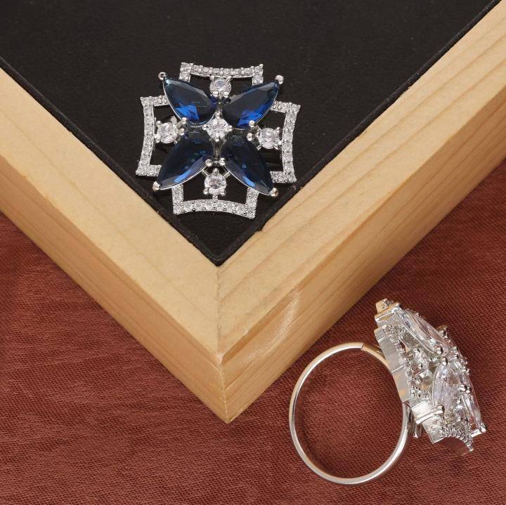 Anti tarnisha american diamond silver finger ring 270 Artificial jewelry online shopping